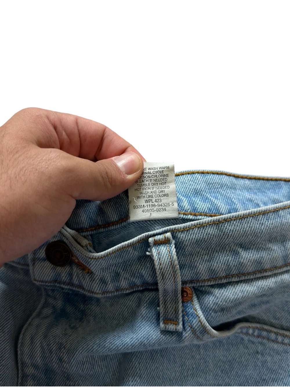 Vintage 90s Levis 505 Light Wash Orange Tab Blue Denim Jean Shorts Size 38